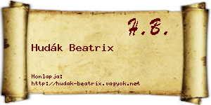 Hudák Beatrix névjegykártya